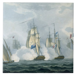 Carreau En Céramique HMS Sirius, capitaine Rowse engageant un Squadr