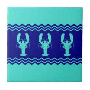 Carreau En Céramique Homard Motif bleu turquoise et marine