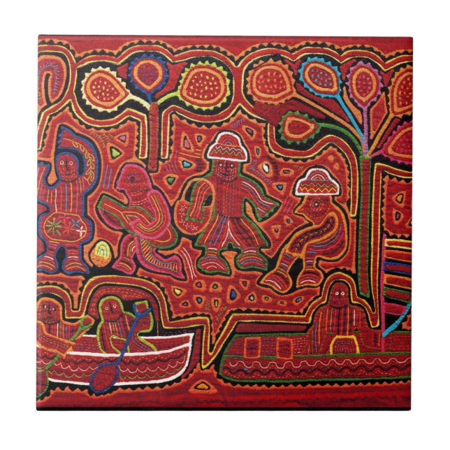 Carreau En Céramique Hommes indiens cunas à Cayucos (Devant)