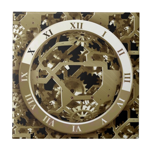 Carreau En Céramique Horloge des engrenages Bureau Conception Art numér (Devant)