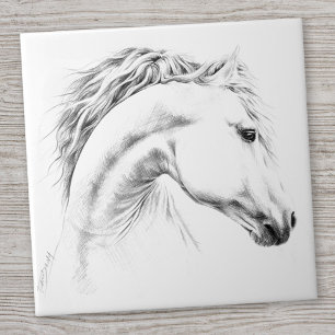 Carreau En Céramique Horse portrait drawing equestrian art