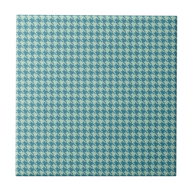 Carreau En Céramique Houndstooth Seafoam et Turquoise (Devant)