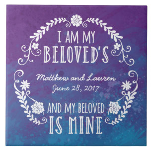 Carreau En Céramique I Am My Beloved's, Mariage Aquarelle Bleu