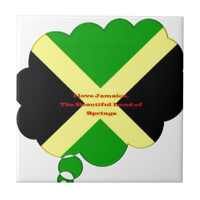 Carreau En Céramique I Love Jamaica Text on Flag Art Print (Devant)