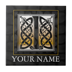 Carreau En Céramique I "Your Name" Celtic Black Stone Monogramme Carrea