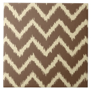 Carreau En Céramique Ikat Chevrons - Chocolat brun et bronze