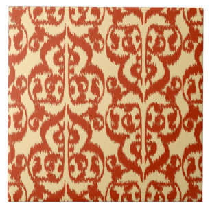 Carreau En Céramique Ikat damas mauresque - orange mandarine