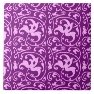 Carreau En Céramique Ikat Floral Damask - Orchidée et violet