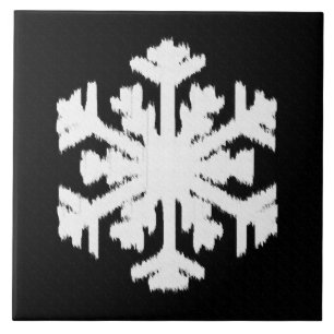 Carreau En Céramique Ikat Snowflake - Noir et blanc