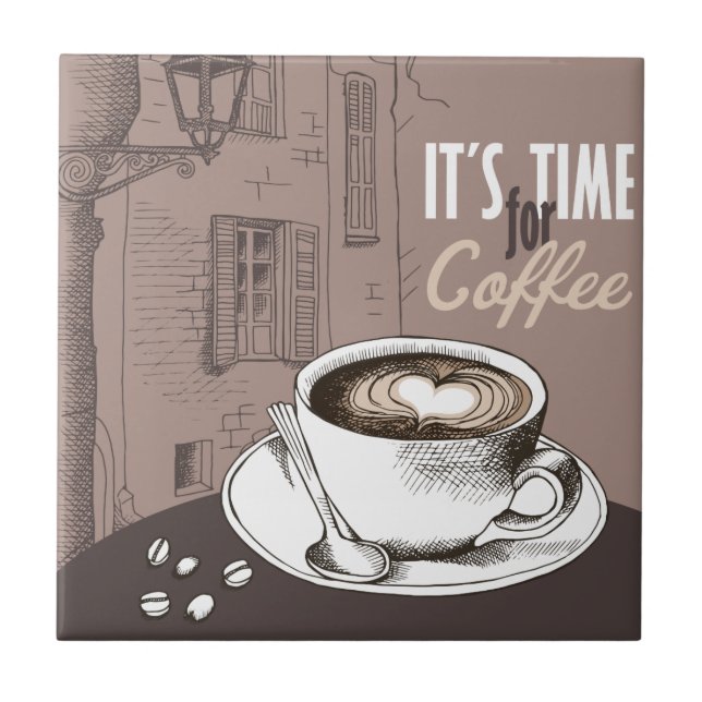 Carreau En Céramique Il est temps pour le café (Devant)