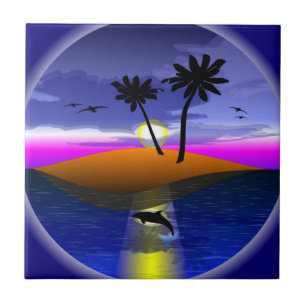 CARREAU EN CÉRAMIQUE ÎLE TROPICALE