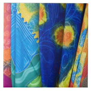 Carreau En Céramique Îles Cook, Rarotonga. Tissu batik Punanga Nui