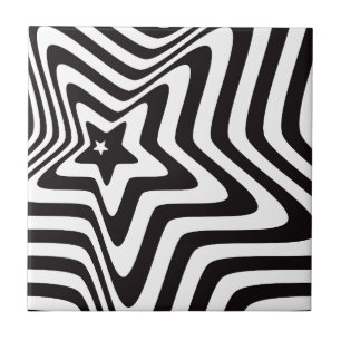 Carreau En Céramique illusion d'étoile noire et blanche