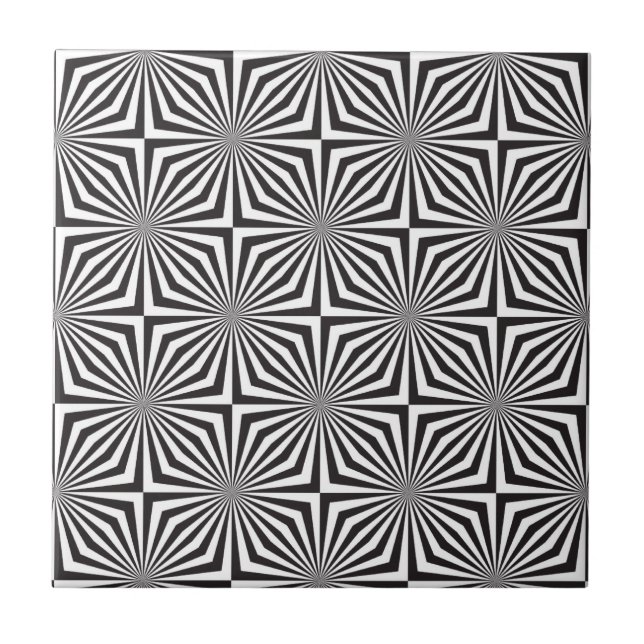 Carreau En Céramique Illusion optique noire et blanche (Devant)
