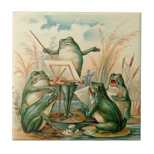 Carreau En Céramique Illustration de cru d'orchestre de grenouille