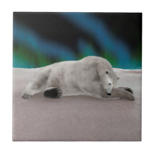 Carreau En Céramique Illustration de la nature arctique de l'ours polai