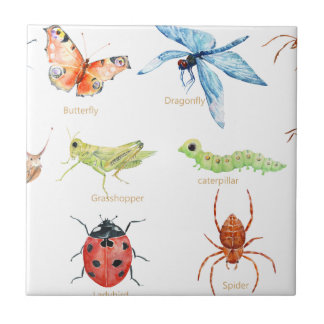 Carreau En Céramique Illustration d'insecte d'aquarelle