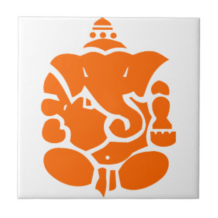 Carreau En Céramique Illustration orange de Ganesha
