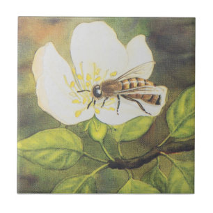 Carreau En Céramique Illustration vintage : Abeille sur une fleur