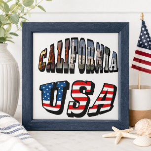 Carreau En Céramique Image de la Californie et texte du drapeau américa