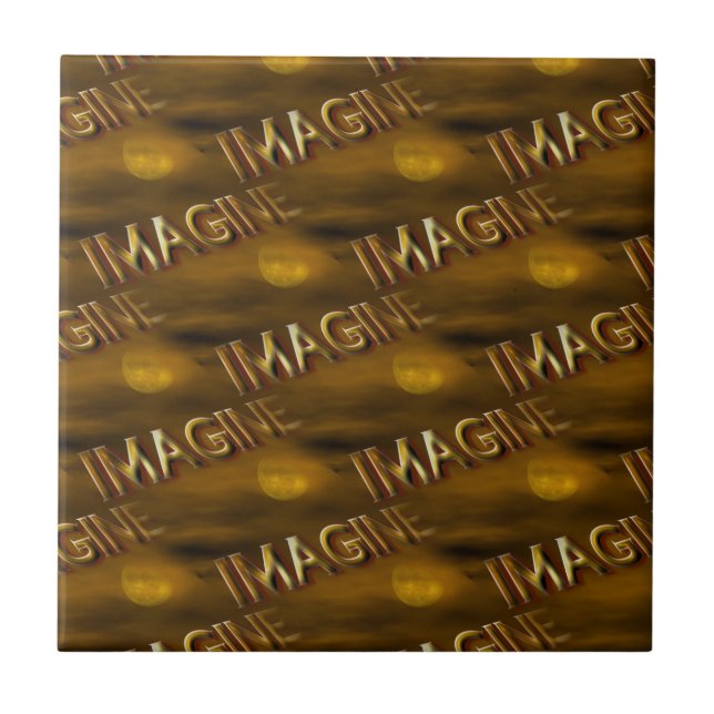 Carreau En Céramique Imaginez l'Imaginaire Lune Inspirationnel (Devant)