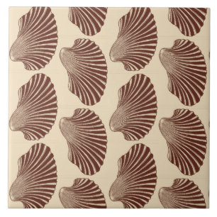 Carreau En Céramique Impression, Brown et beige de la coquille de St Ja