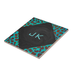 Carreau En Céramique Impression Brown et Turquoise dalmate