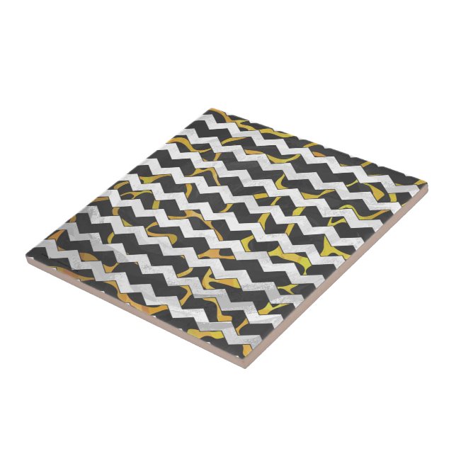 Carreau En Céramique Impression girafe noire et jaune (Côté)