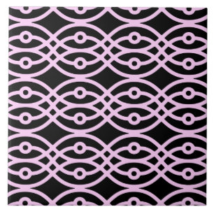 Carreau En Céramique Impression kimono, noir et rose givré