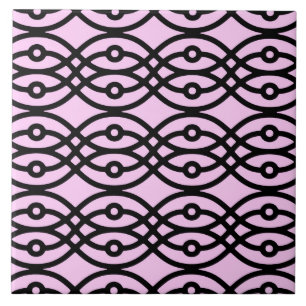 Carreau En Céramique Impression kimono, rose glacé et noir