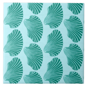 Carreau En Céramique Impression, turquoise et aqua de coquilles de St J