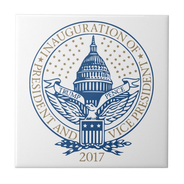 Carreau En Céramique Inauguration Donald Trump Mike Pence 2017 Logo USA (Devant)