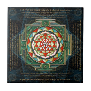 Carreau En Céramique Incantation et Shri Yantra de Maha Lakshmi