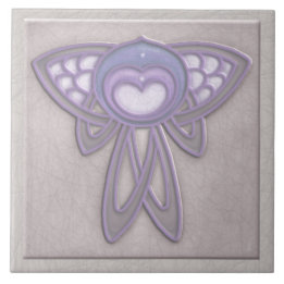Carreau En Céramique Insecte de style de Nouveau d'art - mauve pâle et
