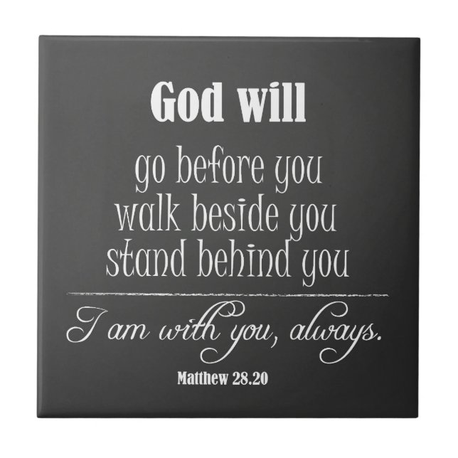 Carreau En Céramique Inspirationnal God Will Quota avec Bible Verset (Devant)