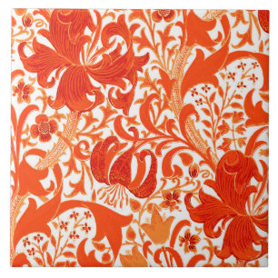 Carreau En Céramique Iris de William Morris et lis, mandarine