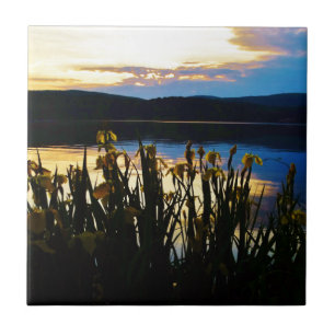 Carreau En Céramique Iris jaunes sur la rive du lac Arrowhead