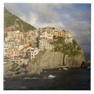 Carreau En Céramique Italie, Cinque Terre, Manarola. Village sur une fa