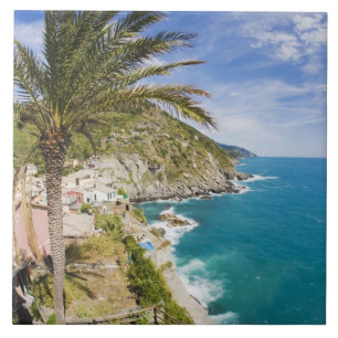 Carreau En Céramique Italie, Cinque Terre, Vernazza, ville en pente de