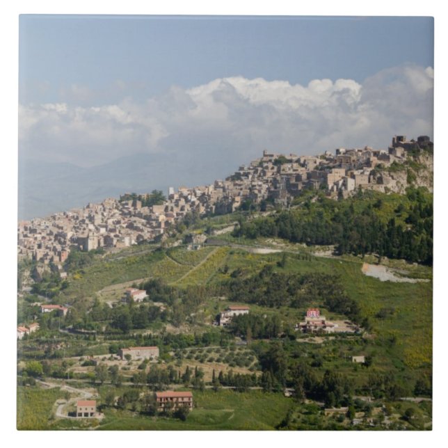 Carreau En Céramique Italie, Sicile, Enna, Calascibetta, Matin View (Devant)