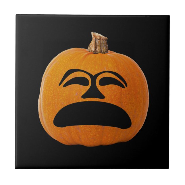 Carreau En Céramique Jack o' Lantern Malheureux Face, Citrouille d'Hall (Devant)