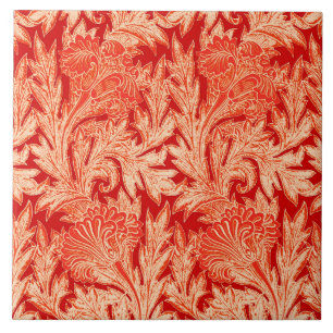 Carreau En Céramique Jacobean Flower Damask, Mandarin et orange clair