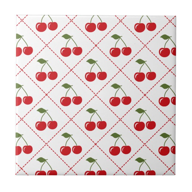 Carreau En Céramique Jacquard Retro Cherry (Devant)