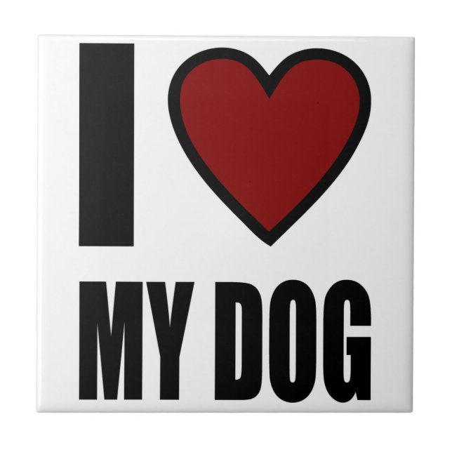 Carreau En Céramique J'aime mon chien (Devant)