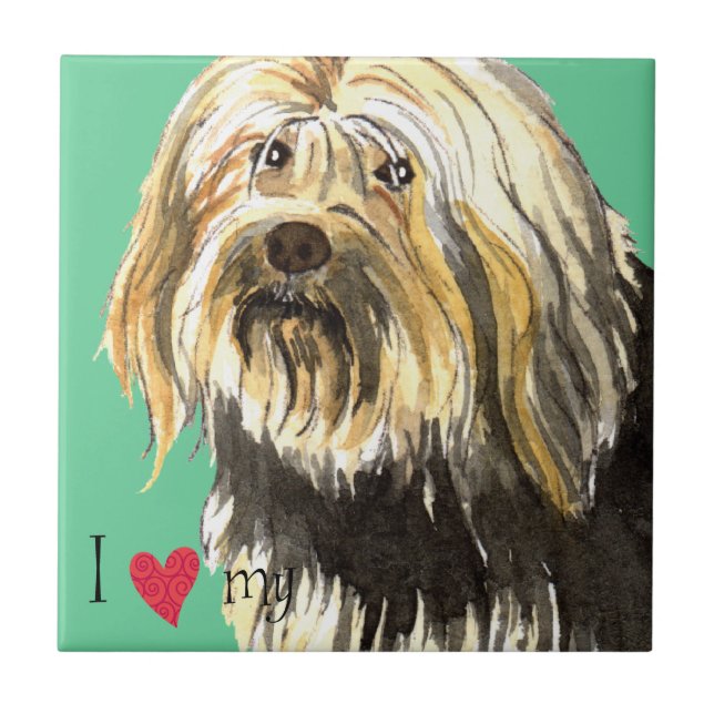 Carreau En Céramique J'aime mon Lowchen (Devant)