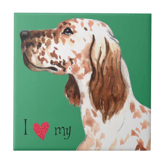 Carreau En Céramique J'aime mon Setter anglais (Devant)