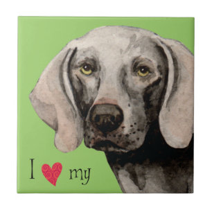 Carreau En Céramique J'aime mon Weimaraner