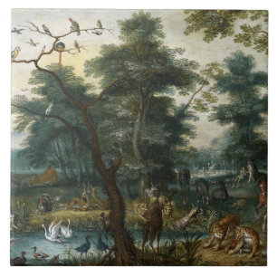 Carreau En Céramique Jan Brueghel le Jeune - Paysage paradisiaque