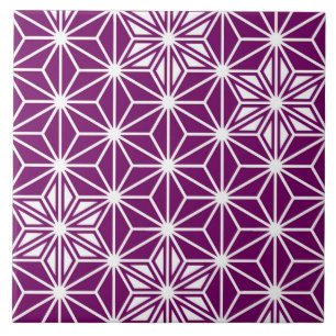 Carreau En Céramique Japonais Asanoha ou Star Motif, aubergine violet