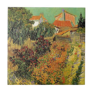 Carreau En Céramique Jardin derrière une Maison. Vincent van Gogh.
